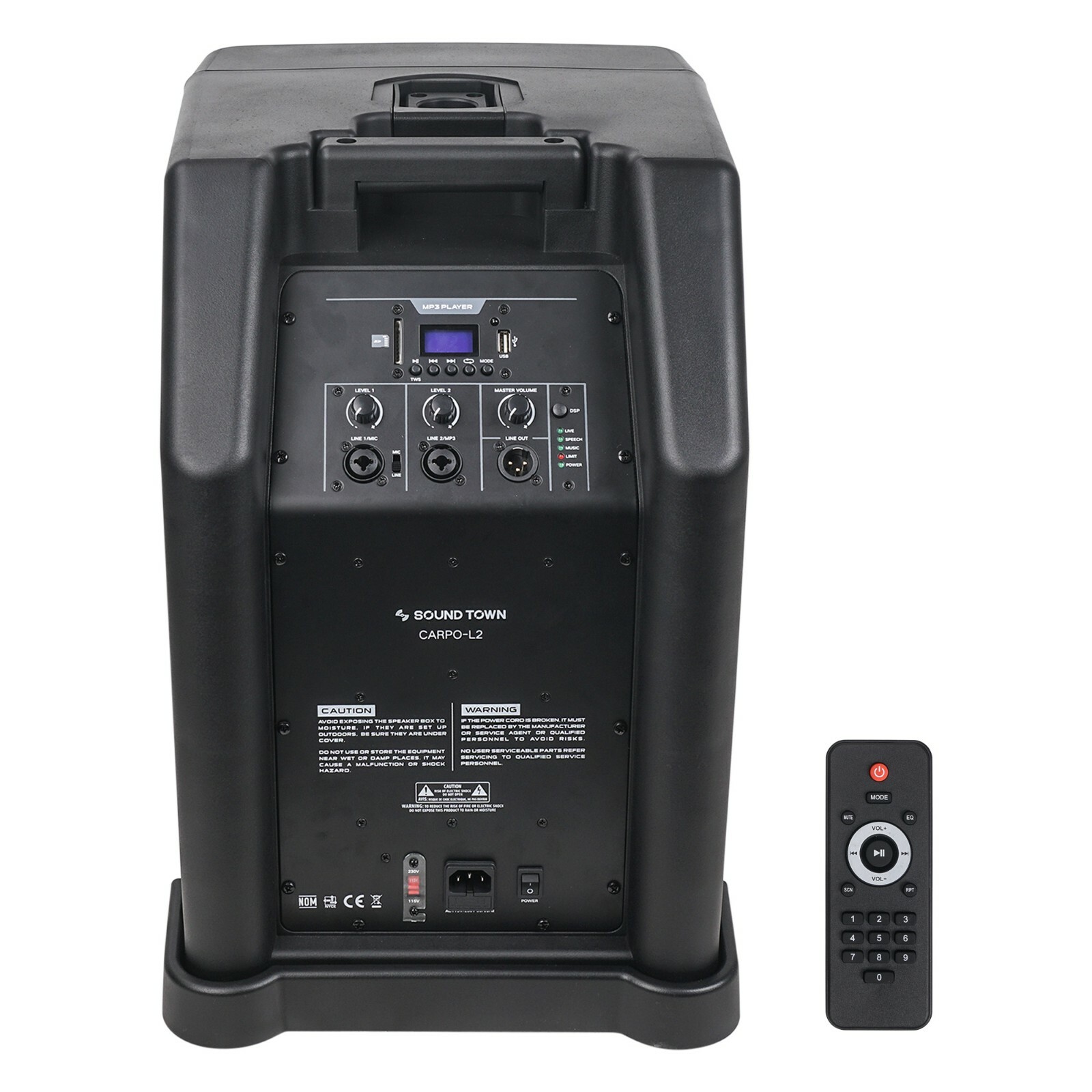 Sound Town Portable Column PA System with 12" Powered Sub, Bluetooth CARPO-L2