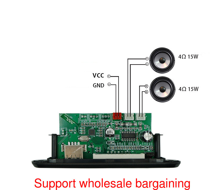 Wireless 12V WMA 2*15W Amplifier MP3 Decoder Board Audio Module USB TF Radio
