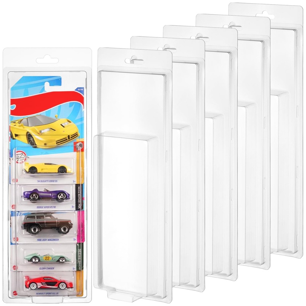 6 Pack 5 Separate Car Protector Case for Hot Wheels Mainline,Protector Packs