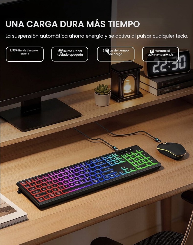 Trueque Wireless Keyboard and Mouse Combo, RGB Backlit