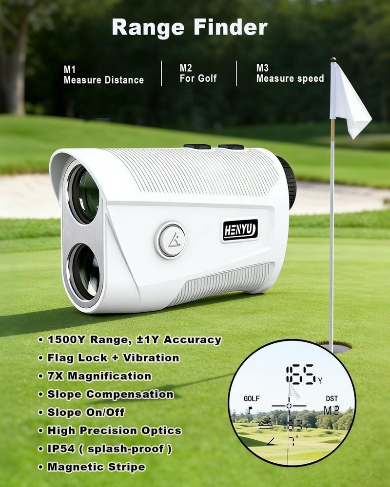 1500 Yards High-Precision Golf Rangefinder - USB-C Rechargeable & Lightweight