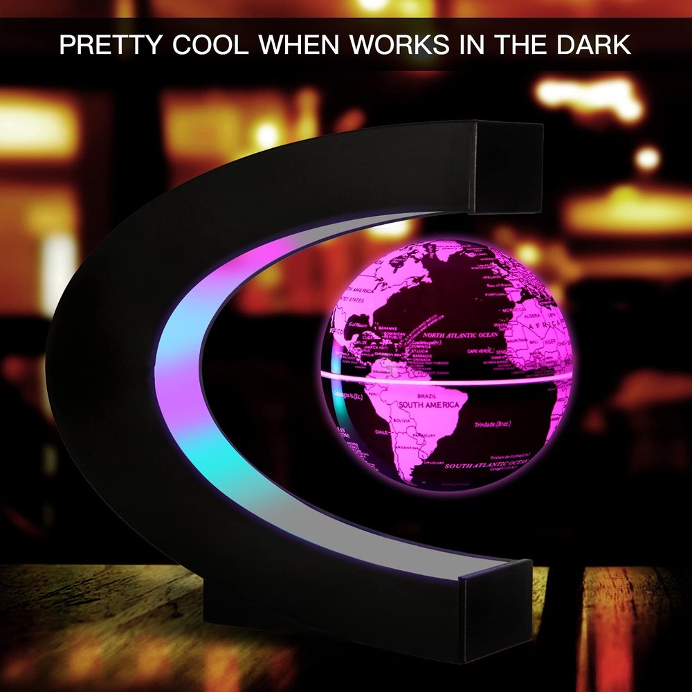 MultiColor Changing Magnetic Levitation Floating World Map Globe, Floating Gl...