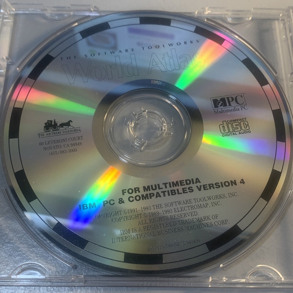 1993 The Software Toolworks World Atlas Reference Map CD-ROM