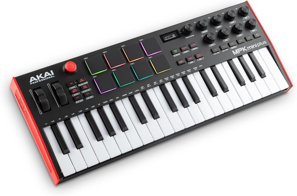 Versatile MPK Mini Plus MIDI Controller - 37 Keys, 8 Pads, Built-in Sequencer