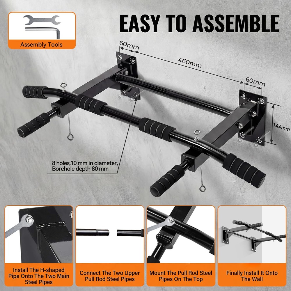 Pull Up Bar Wall Mounted - Multifunctional Wall Mounted Pull Up Bar for Home ...