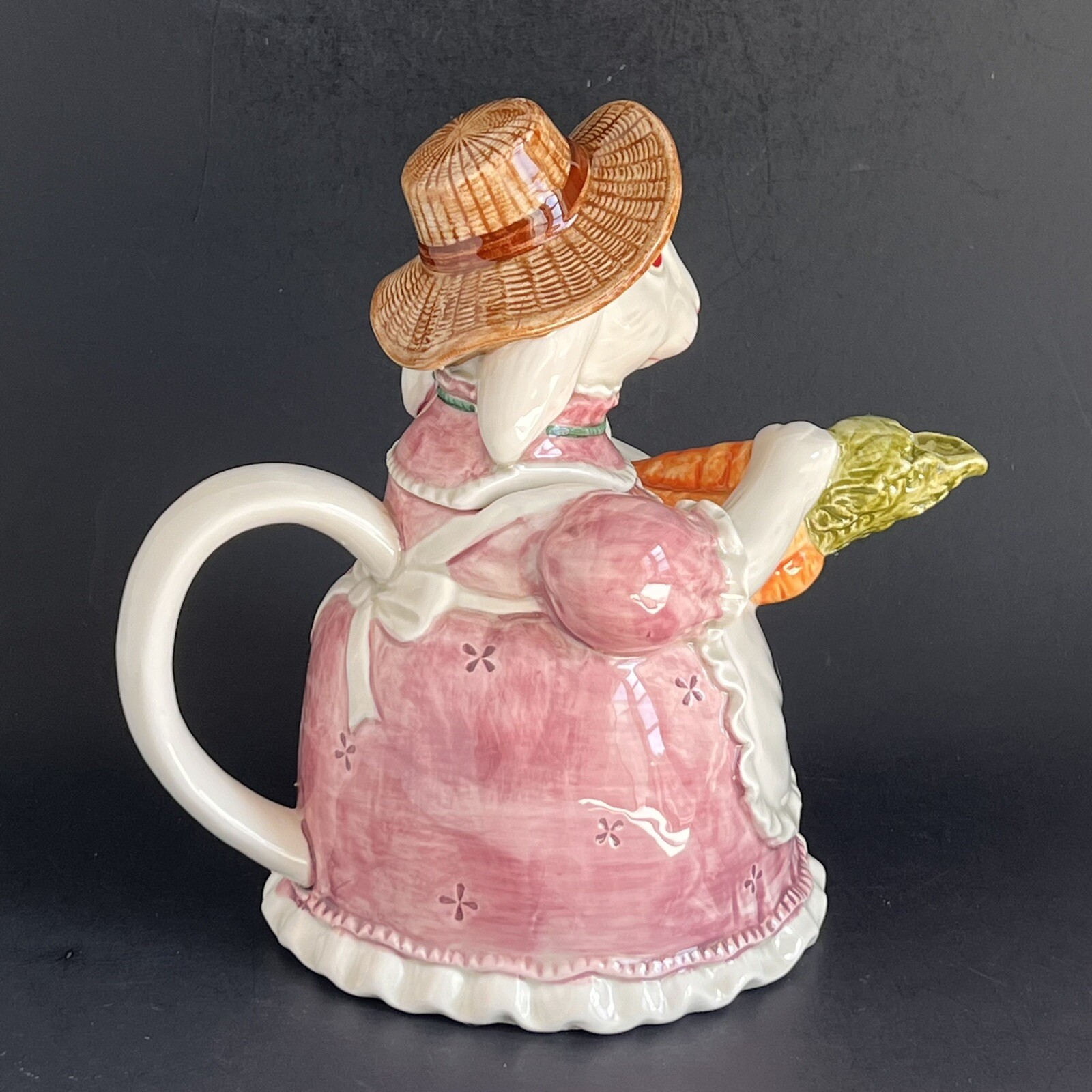 Otagiri Handpainted Ceramic Gardening Bunny Teapot 10” Cottagecore