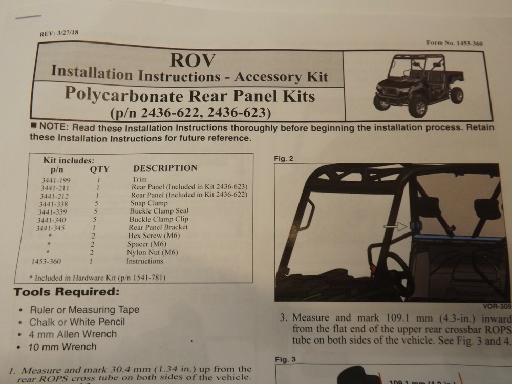 Arctic Cat Hard-Coated Polycarbonate Rear Panel Tracker Cushman Caterpillear