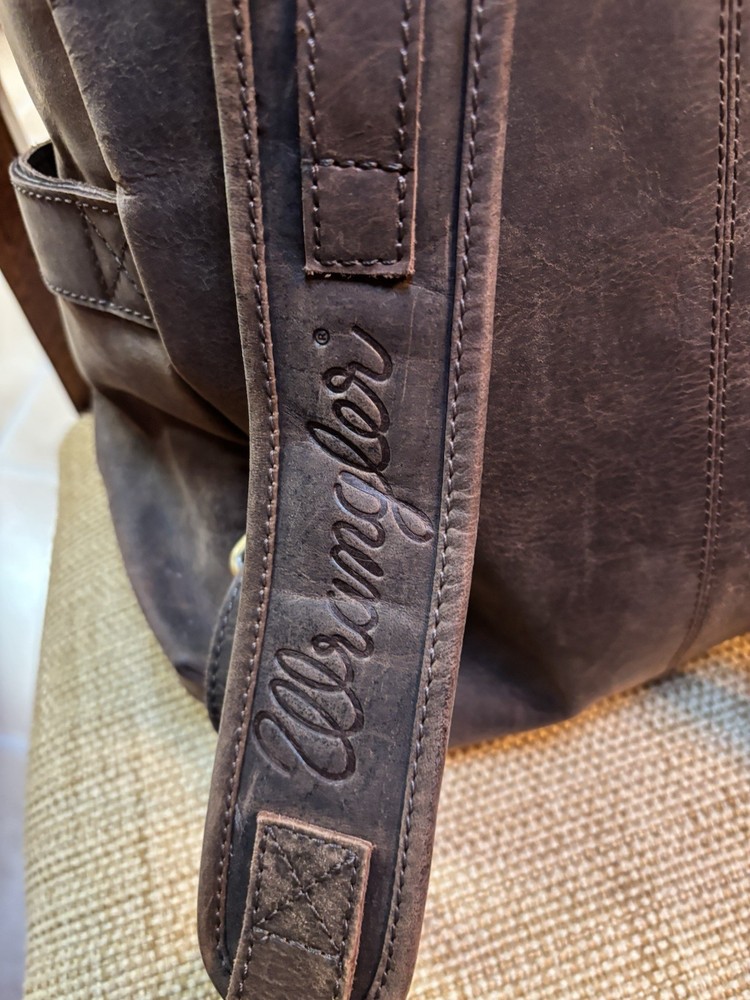 All Leather Brown WRANGLER Heavy Duty Backpack Mint Condition
