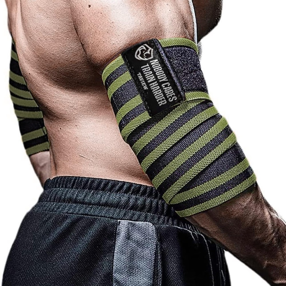 Elastic Elbow Wraps for Weightlifting - 47" Compression Support Straps for Gym,