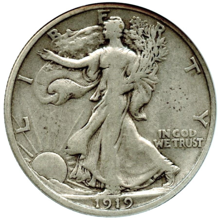 1919-D Walking Liberty Half Dollar, NGC VF25
