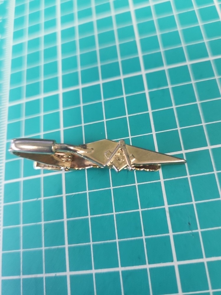 Vtg Freemason Masonic Square And Compass Tie Clip