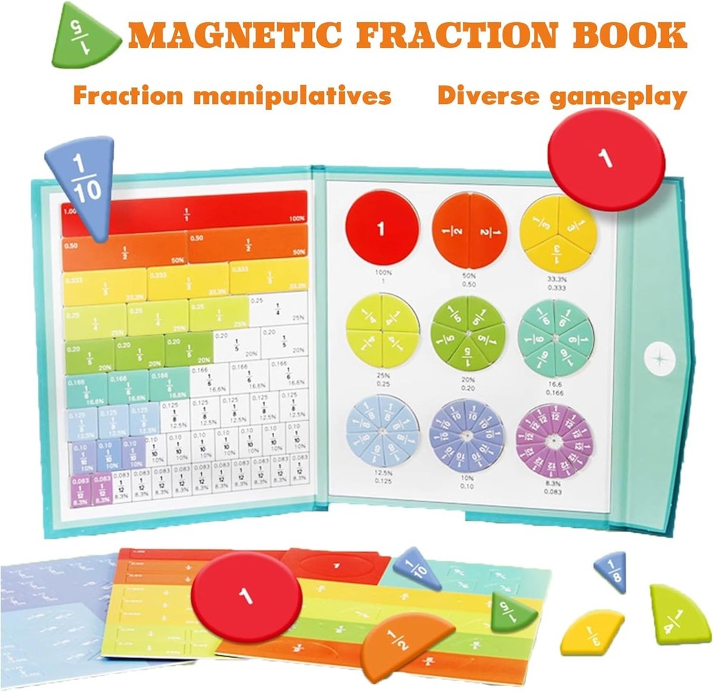 Magnetic Fraction Learning Book for Kids Educational Math Demonstration Set