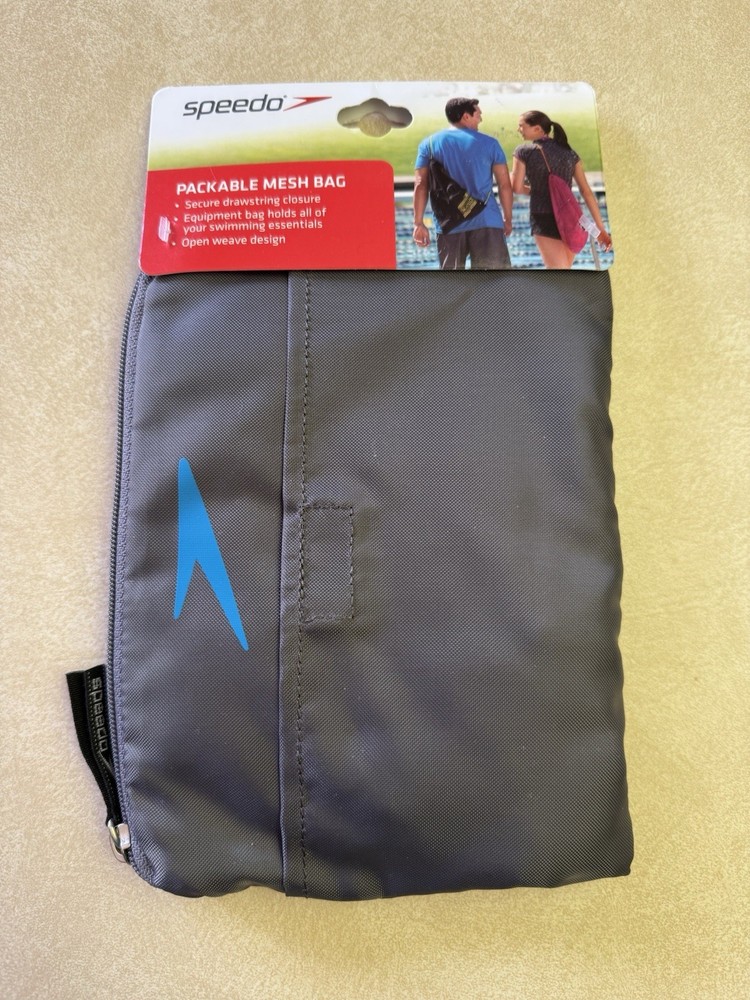 Speedo Packable Mesh Swimming Drawstring Bag - Gray/Yellow