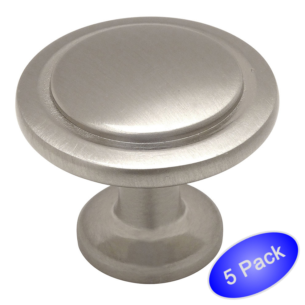 *5 Pack* Cosmas Cabinet Hardware Satin Nickel Round Cabinet Knobs #5560SN