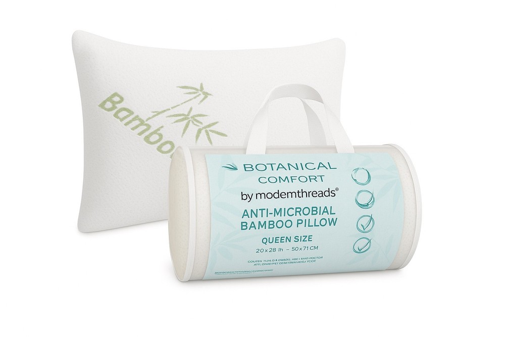 2 PACK - NEW ANTI-MICROBIAL 🦠 Bamboo Pillow Adjustable Shredded Memory Foam