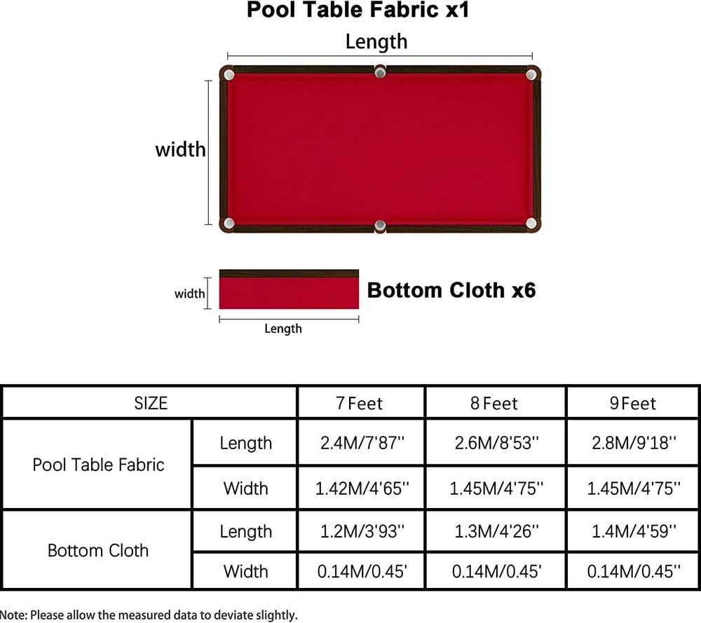 Scott Edward Professional Pool Table Felt Billiard Fits 9' pool table, Red