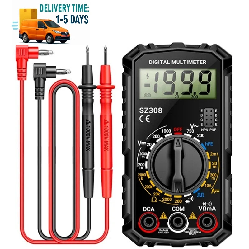 Digital Multimeter LCD Voltmeter Ammeter Ohmmeter Volt AC DC Tester Leads Meter