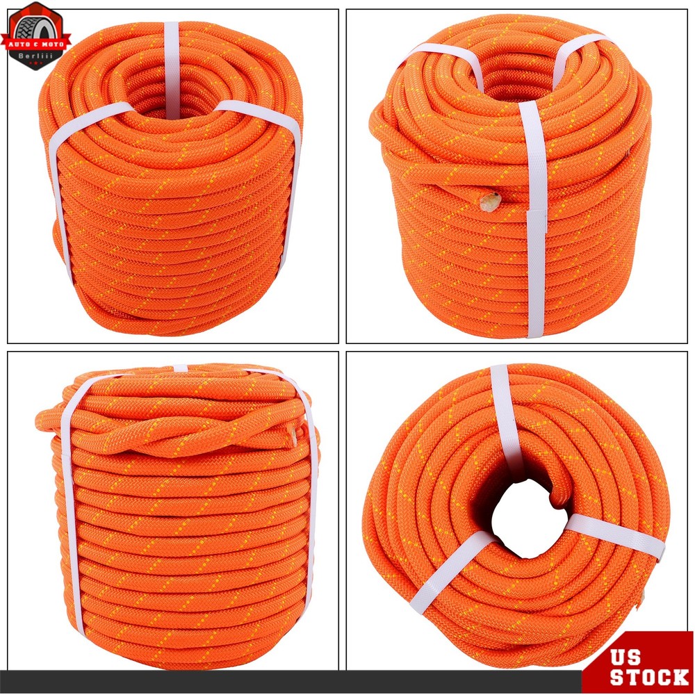 1/2"×125' Double Braid Nylon/Polyester Arborist Rope Pulling Rigging Line Orange