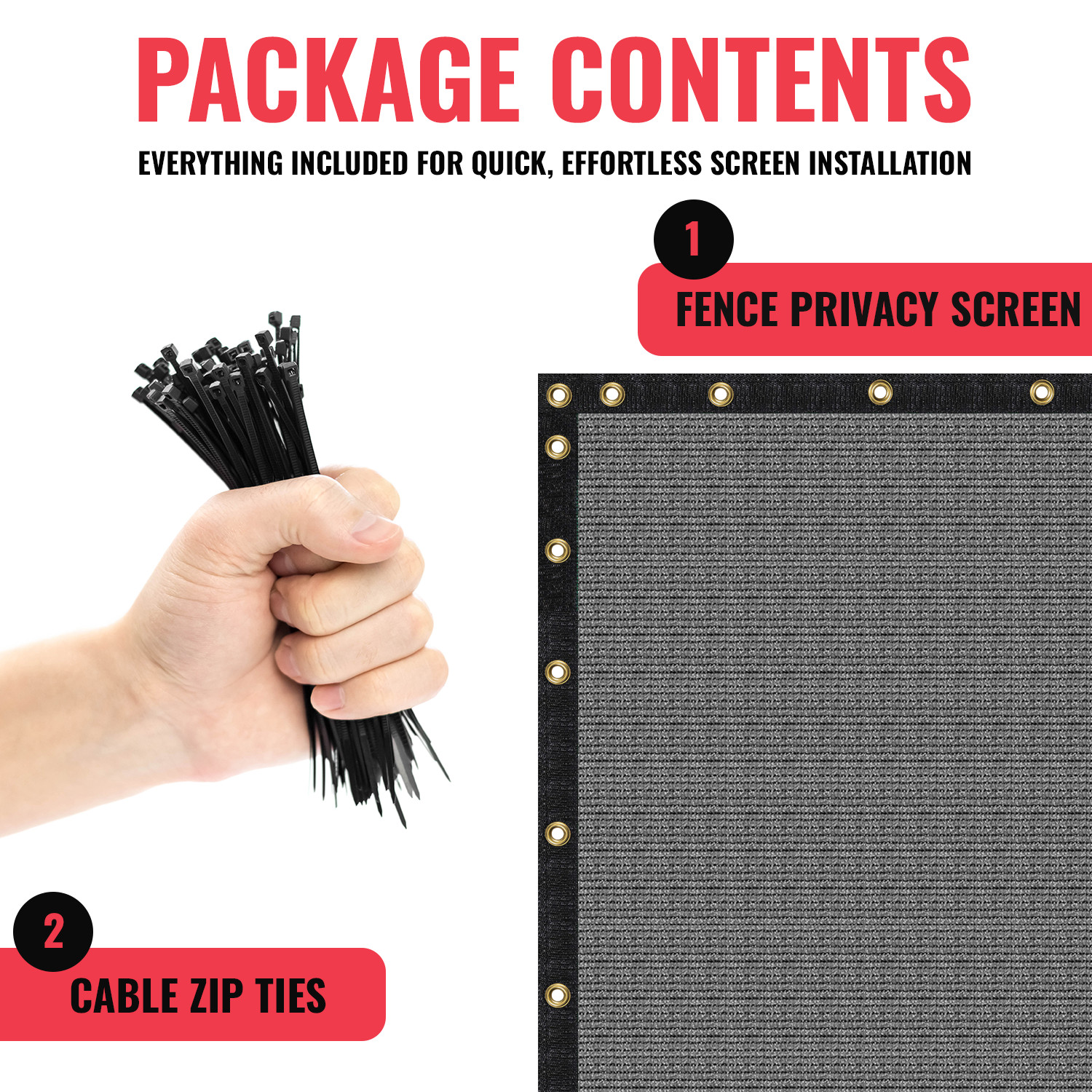 SEALTECH Fence Privacy Screen Mesh Cover Garden Yard 90% + Blockage, Zip Ties