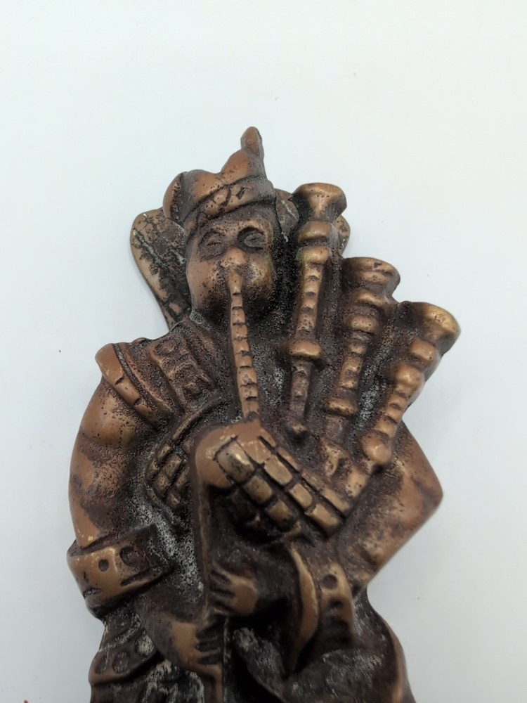 Vintage Style Solid Brass Knocker ''Scottish Bagpiper" Britain