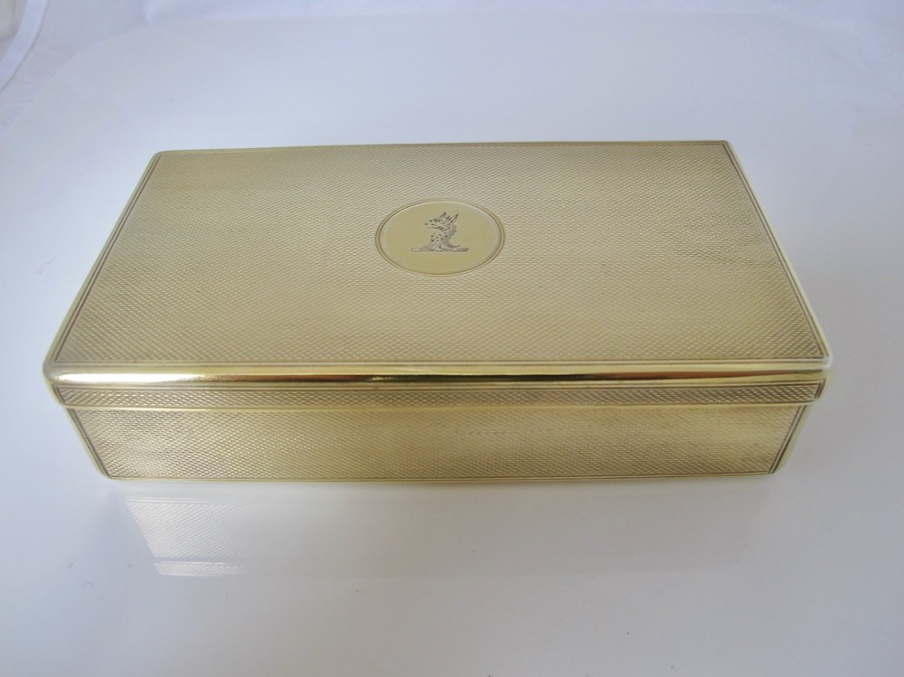 Fine silver-gilt sandwich box with griffin crest Frederick & Louis Marks