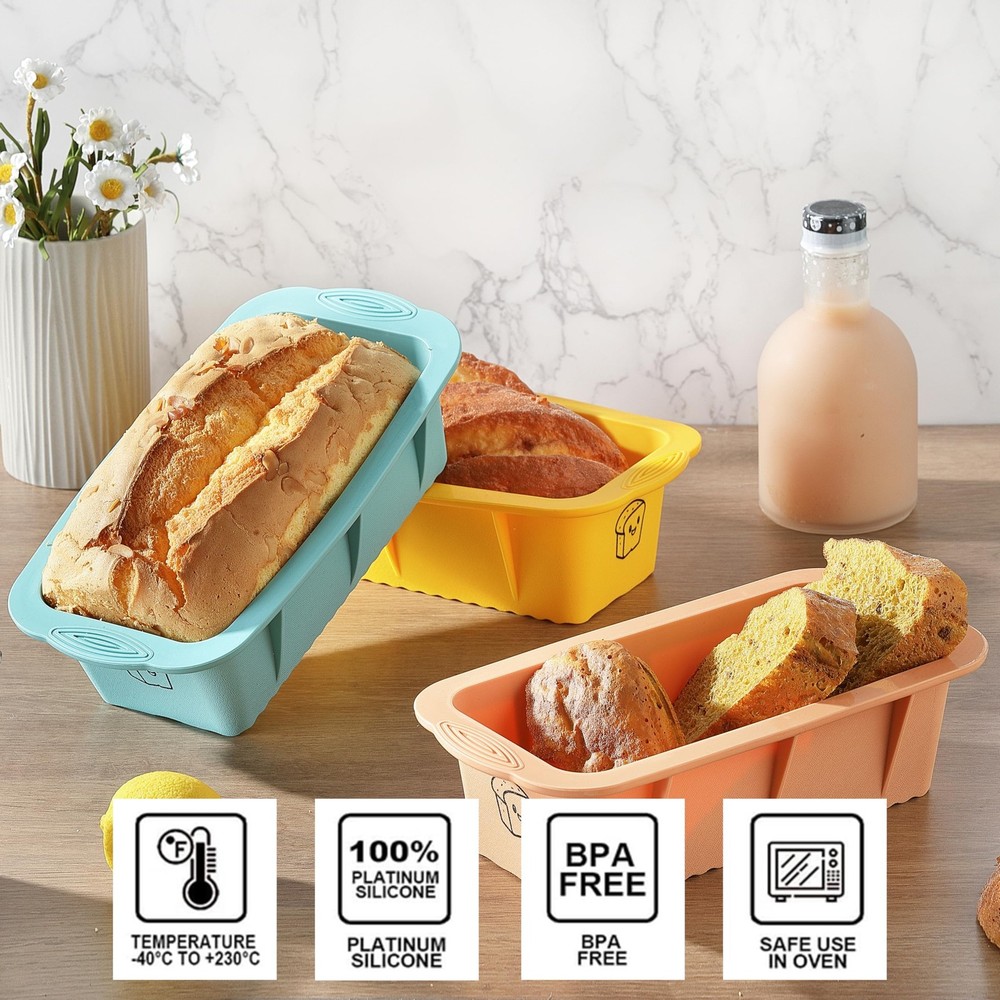 3PCS Silicone Bread Loaf Pan: Non-Stick Easy Release Dishwasher Safe
