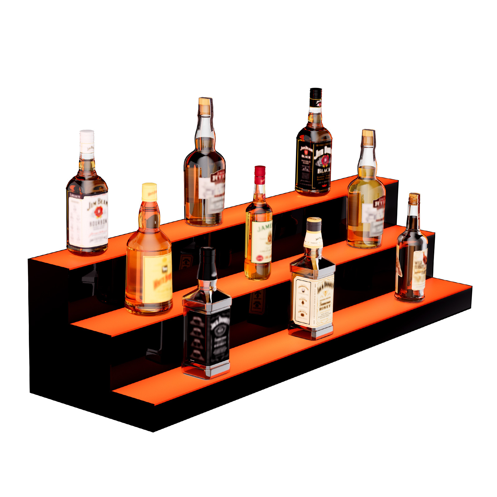 VEVOR LED Lighted Liquor Bottle Display Bar Shelf RF & App Control 40" 3-Step