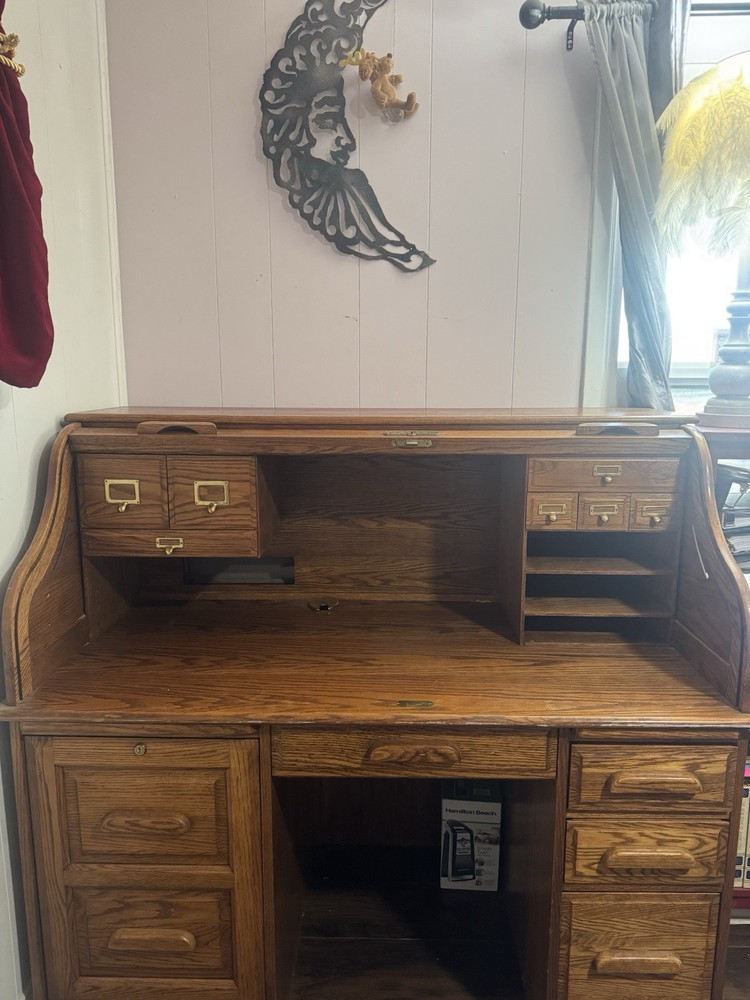 Oak Craft Solid Oak Roll Top Desk- Great Condition.
