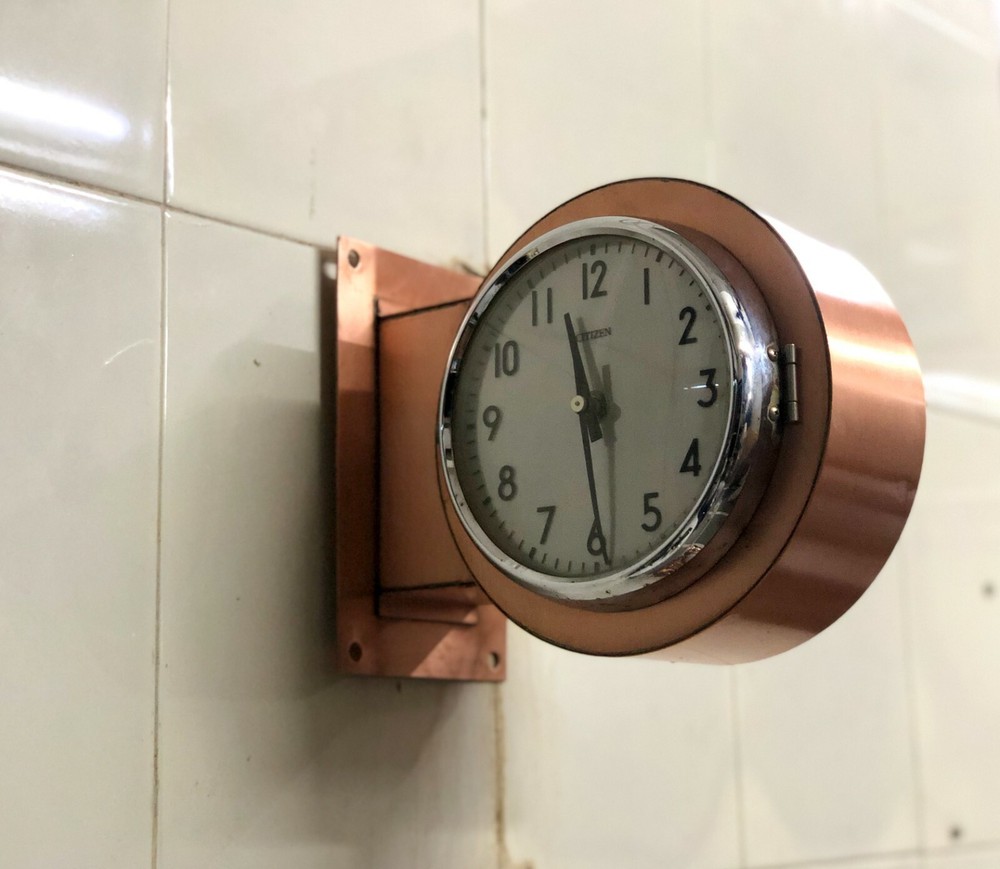 Refurbished Vintage Copper-Coated Double-Sided Post Mounted Citizen Wall Clock