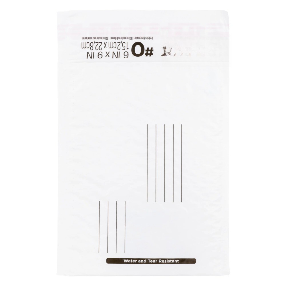 Max Strength Self-Sealing Poly Bubble Mailer #0, 6" x 9", Solid White, 25 Pack