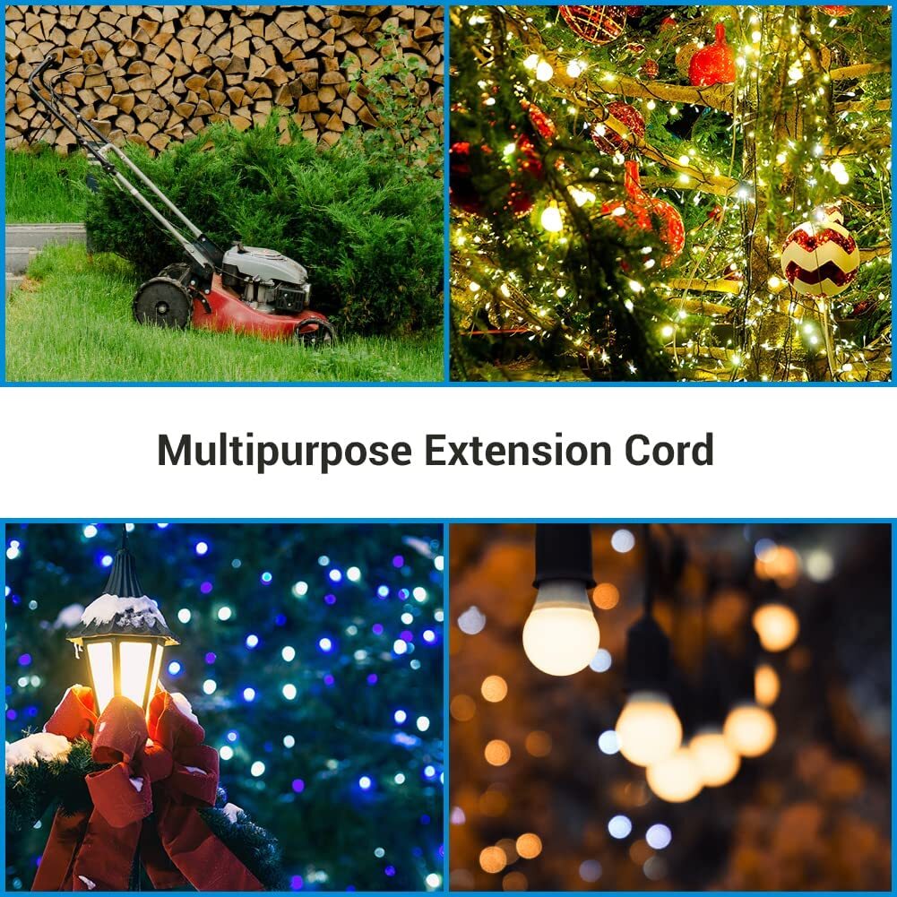 10/25/50/100 FT Heavy Duty Extension Power Cord Electrical Cable Indoor Outdoor