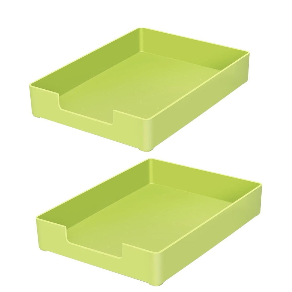 Letter-Size Tray, 2 PCS A4 Plastic Stackable Paper Tray, Desk Drawer Organize...