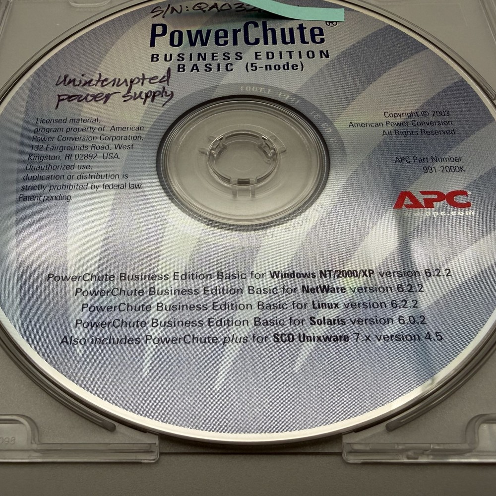 Vintage 2003 APC PowerChute Business Edition Basic 5-Node Software CD-ROM