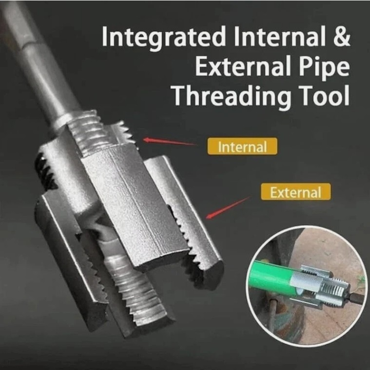 Integrated Internal & External Pipe ThreadingTool, PVC Pipe Threader Kit S+L