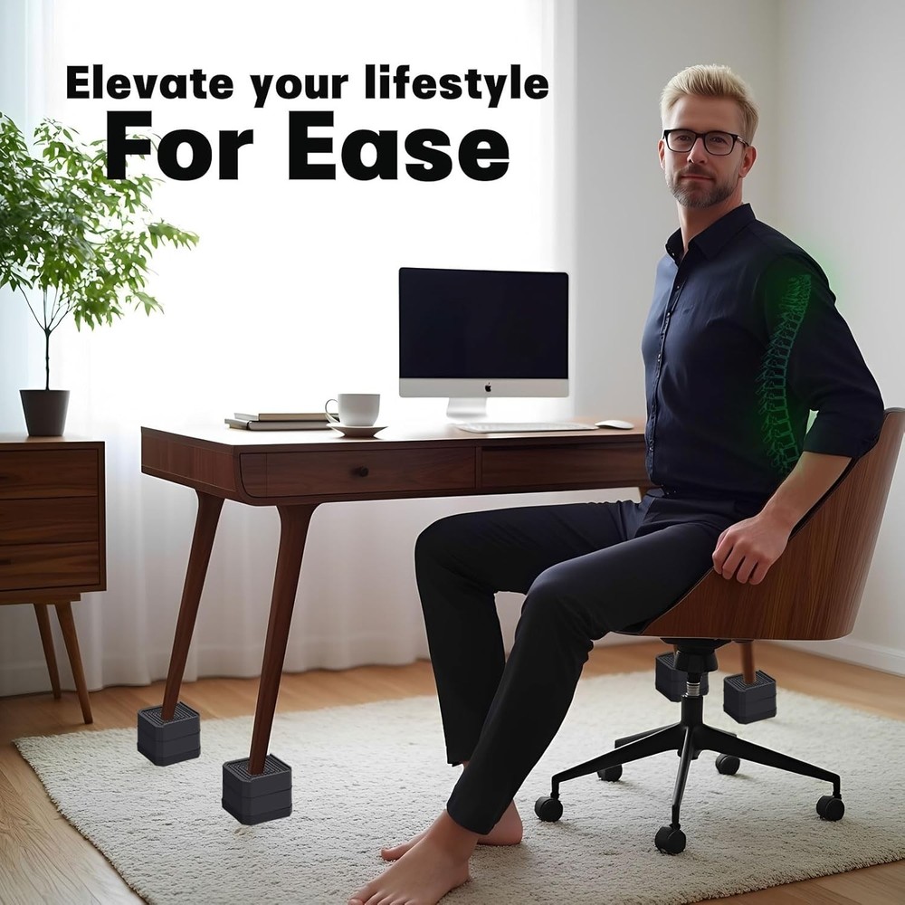 Furniture Risers Bed Risers Adjustable Elevation Heavy Duty Strong Supports 4...