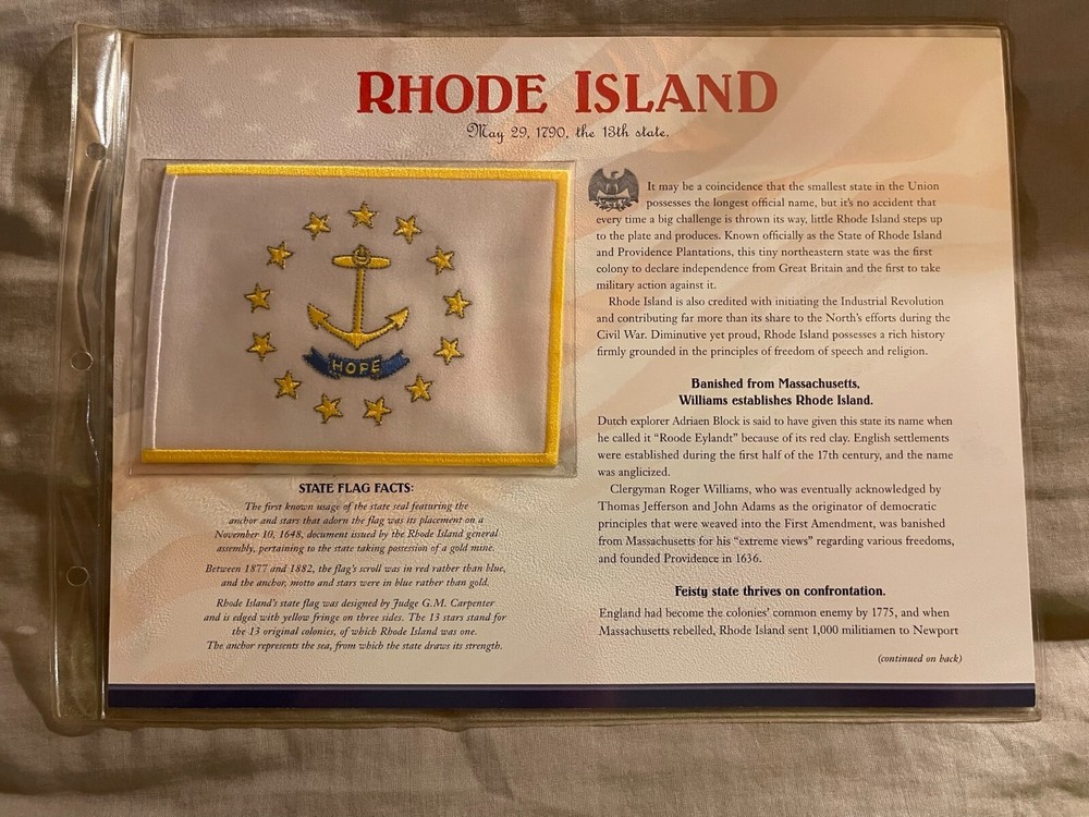 WILLABEE & WARD FLAG PATCH PANE ****RHODE ISLAND