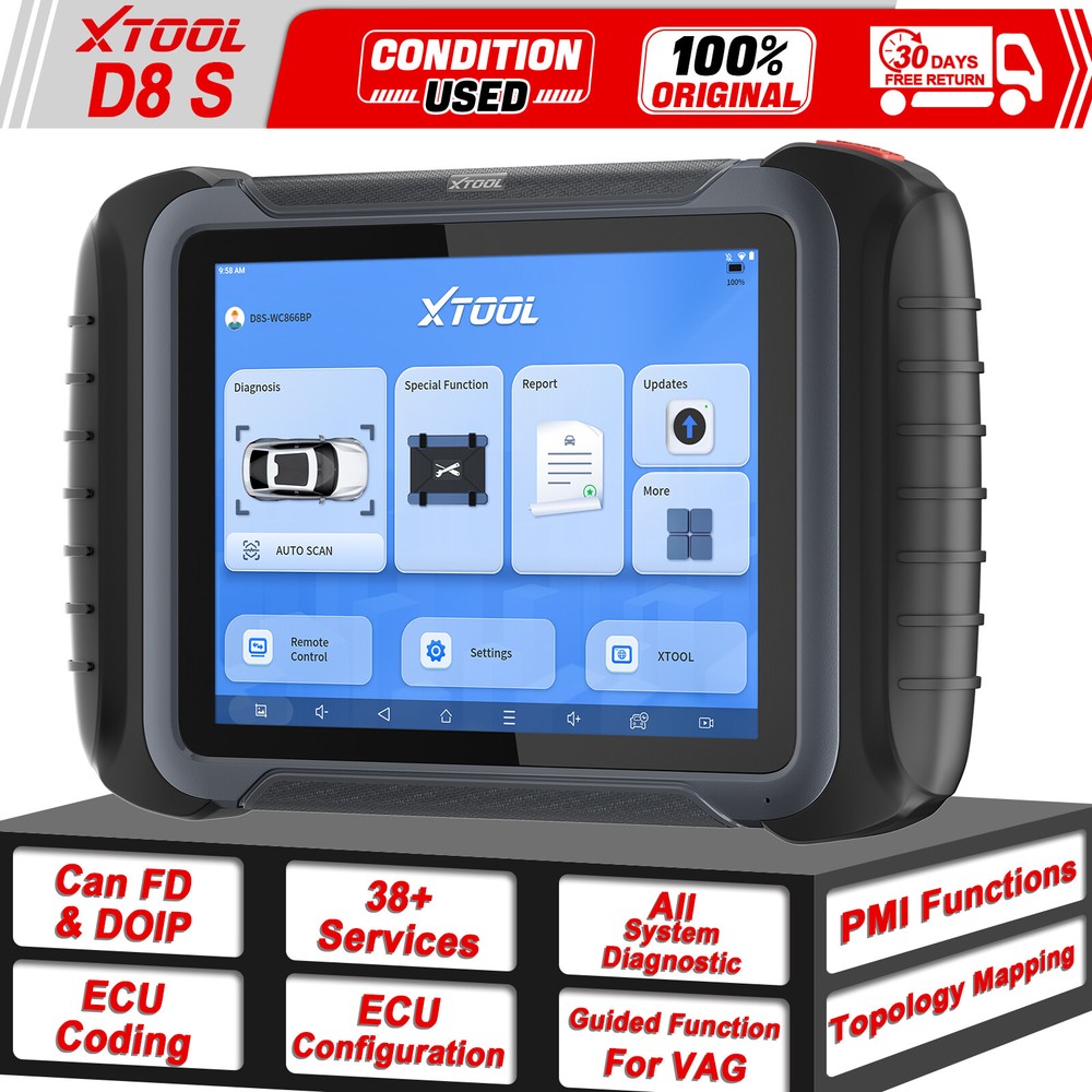 XTOOL USED D8S OBD2 All Systems Diagnostic Scanner Bidirectional Key E/CU Coding
