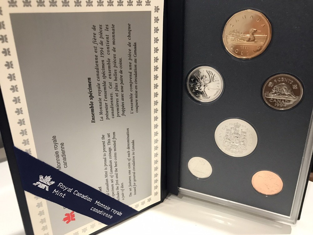 Canada 1994 Specimen Mint Set 6 Coins COA Outer Sleeve RCM