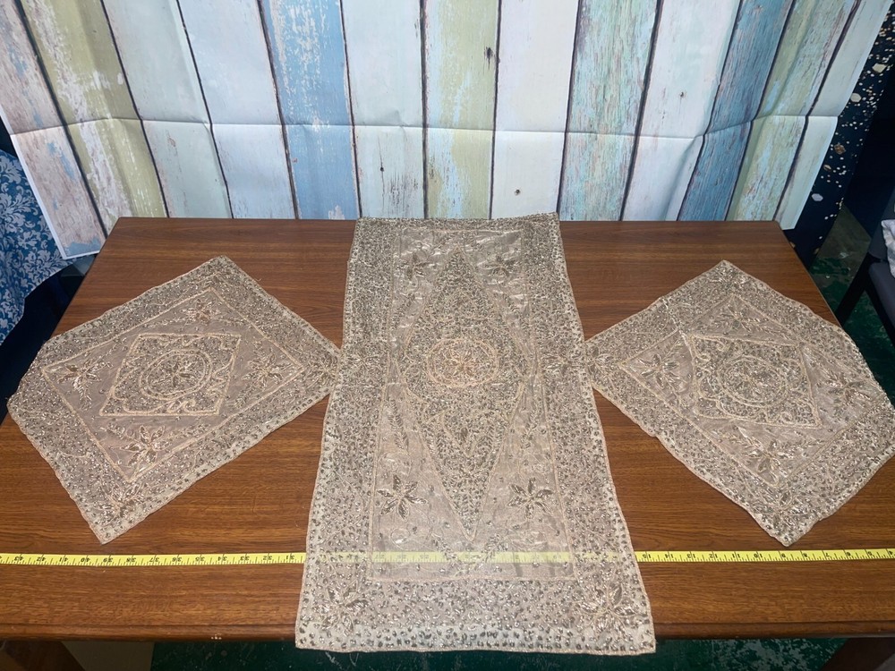 Embroidered Sheer Table Topper Runner, various sizes, shapes & colors