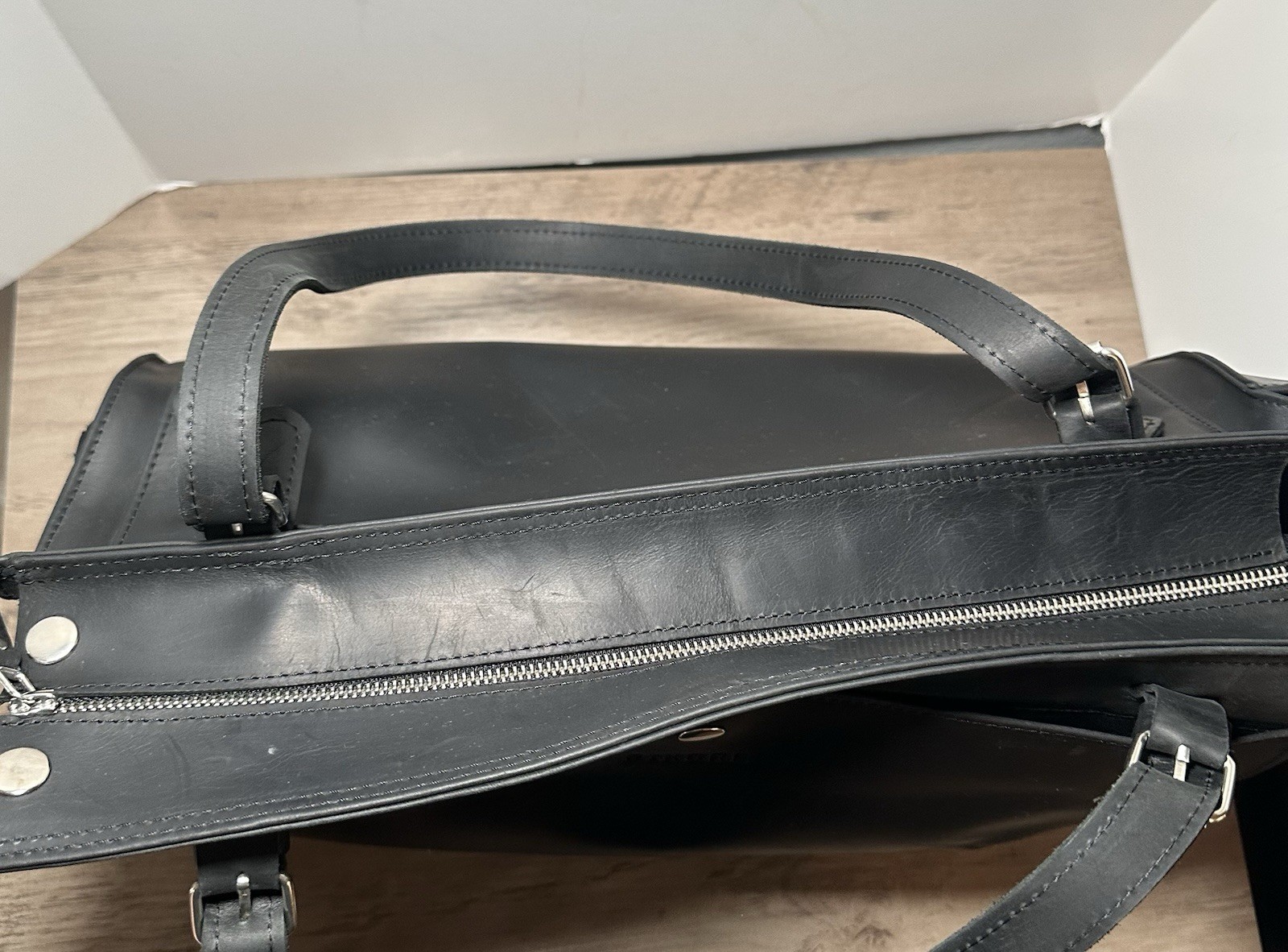 Pikore Large Black Leather Cat Carrier Tote Travel