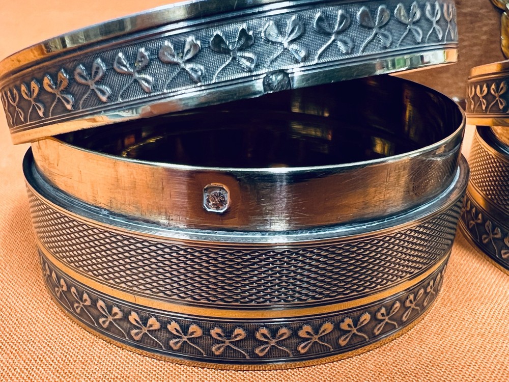 French Sterling Silver Snuff Box Set