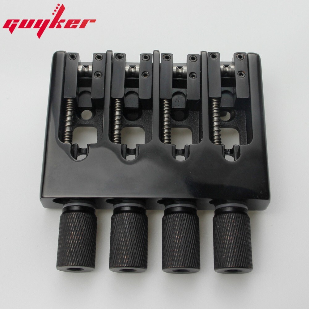 4 String Slightly Adjustable String Spacing Headless Bass Bridge Black Base CNC
