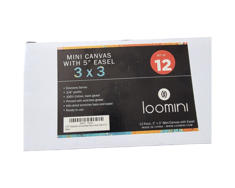 Academy,Mini Canvas 3X3 With Easel 5” 12 Pack