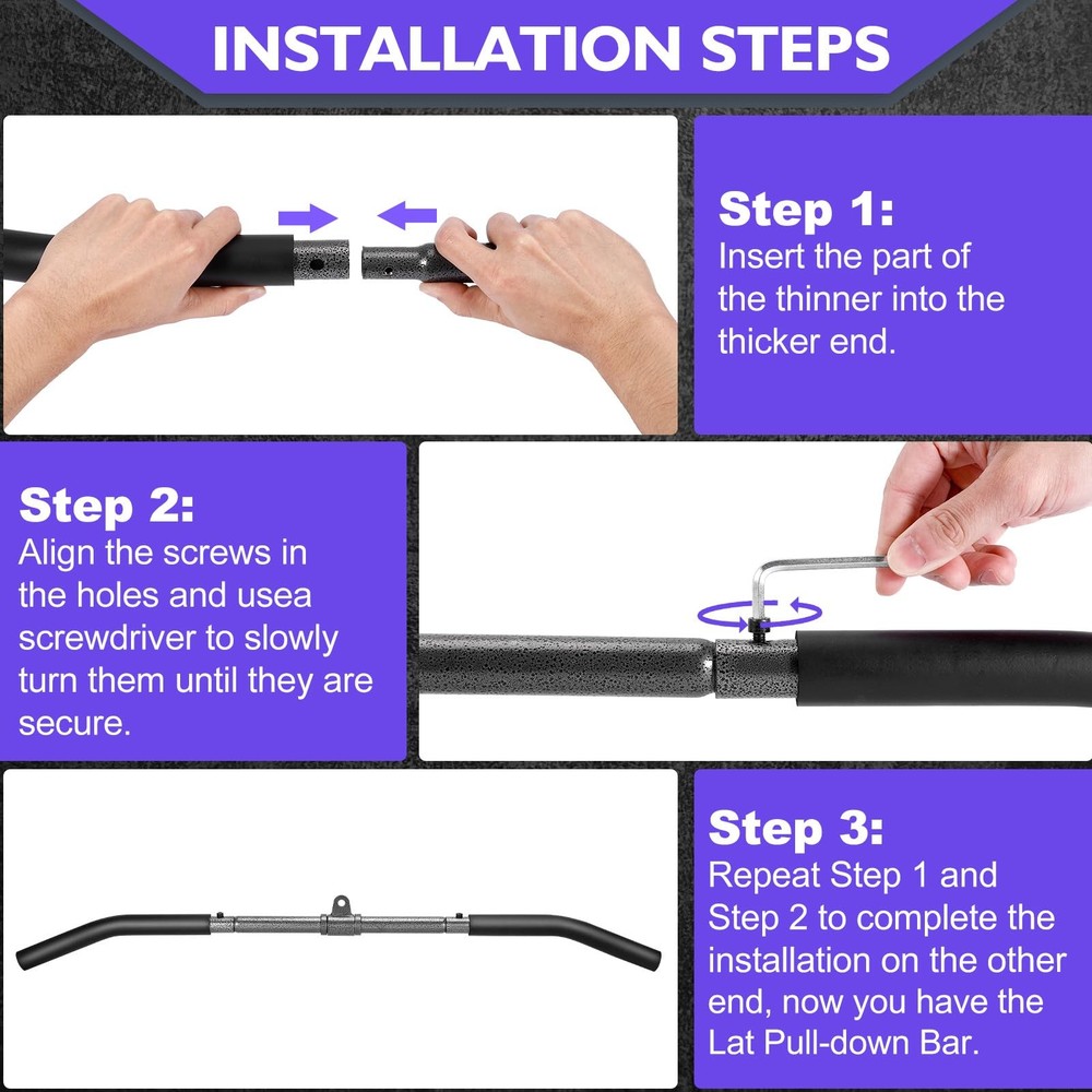 Cable Machine Attachments Set: 2 Pack LAT Pulldown Attachments Bar for Home G...
