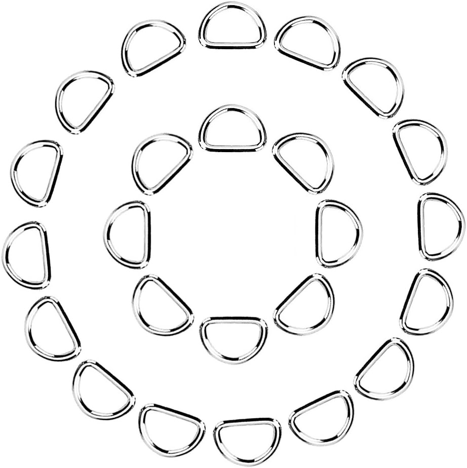 100 Pack Metal D Ring, 1/2 Inch