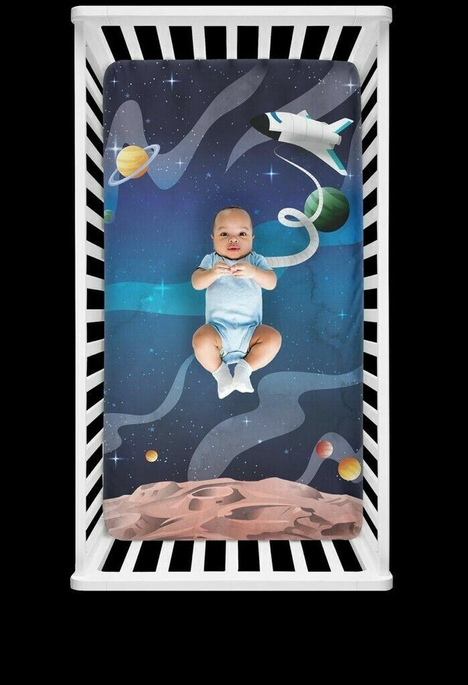 Luvsy Fitted Crib Sheet, Outer Space, NIB