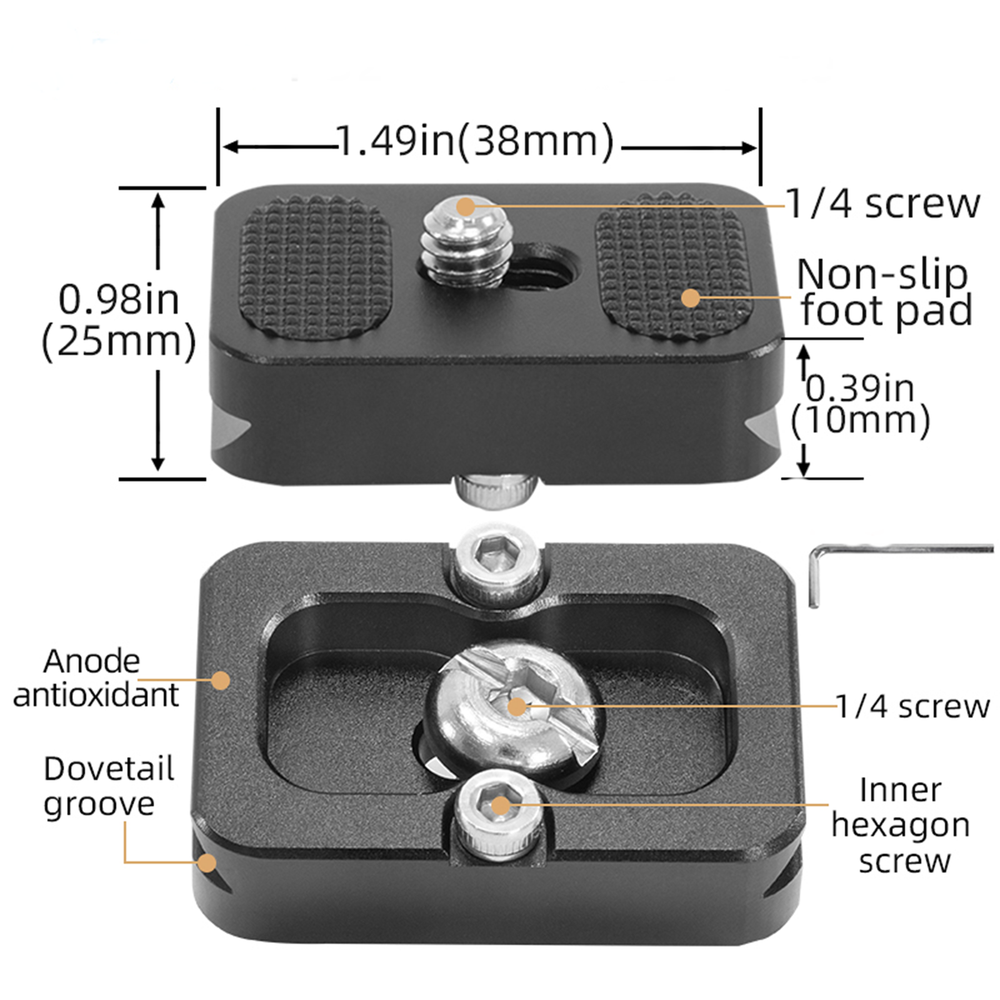 Aluminum Tripod Quick Release Plate Screw Adapter Mount for DSLR Camera Heads