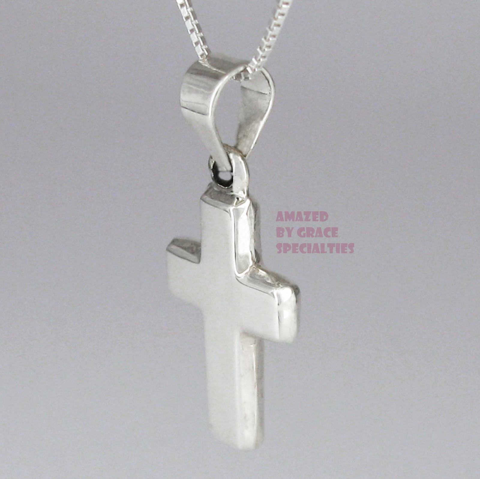 Small THICK CROSS PENDANT in SOLID 925 Sterling Silver - NEW!