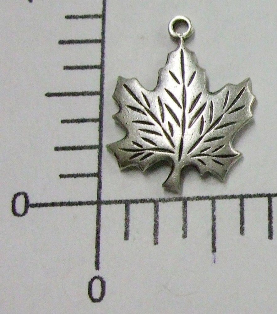 32874 - 3 Pc Maple Leaf Charm w/Loop Jewelry Finding Stamping Silver Ox