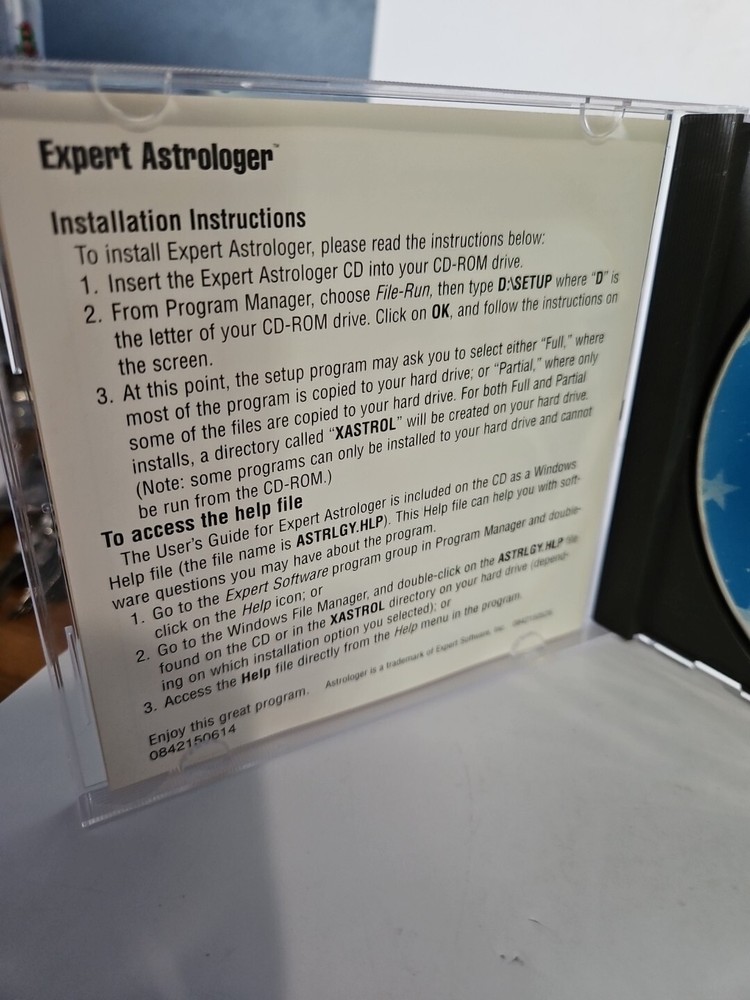 ASTROLOGER by Expert Software CD-ROM DOS/Win 95 Astrology Software 1997